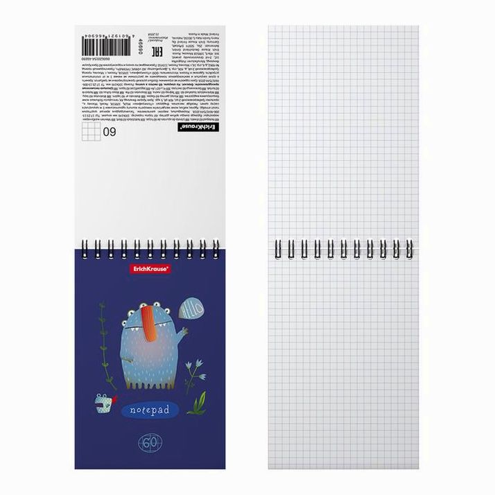 № 4732246 Блокнот А6, 60 листов, в клетку, на гребне, ErichKrause «Монстрики»