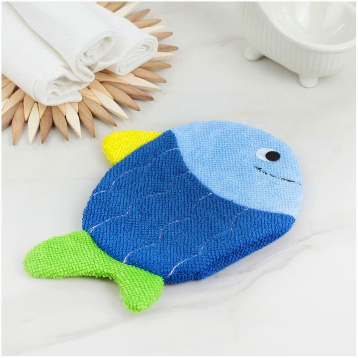 Мочалка-варежка детская для купания Доляна «Рыбка», цвет МИКС артикул анонс 1887475