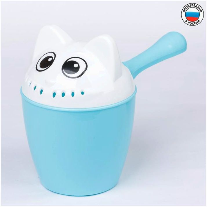 Ковш для купания и мытья головы, банный ковшик, хозяйственный «Котофей», 1 литр, цвет голубой артикул анонс 2875420