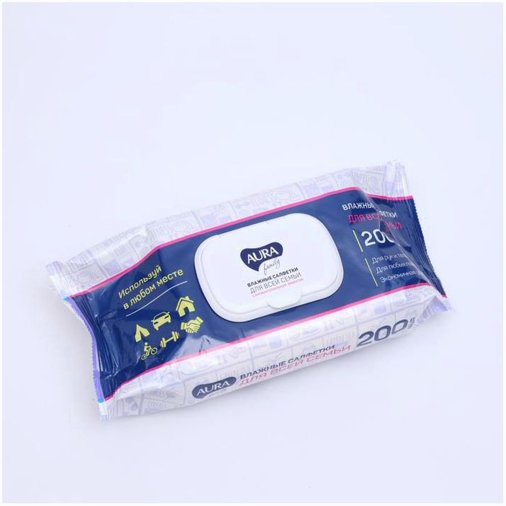 № 3573176 Влажные салфетки Aura Family, для всей семьи, 200 шт