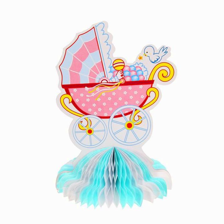 Гирлянда бумажная «Коляска», цвет голубой артикул анонс 1037267
