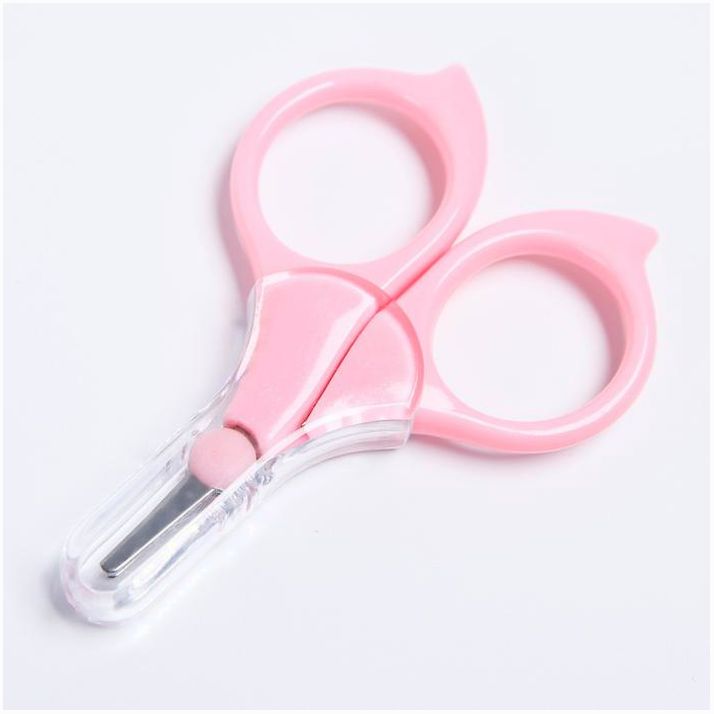 Ножницы детские безопасные, маникюрные, с чехлом, от 0 мес., цвет розовый артикул анонс 2849318