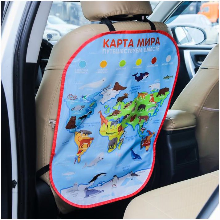 Чехол на сиденье защитный - незапинайка «Карта Мира» 670х475 мм артикул анонс 4700912