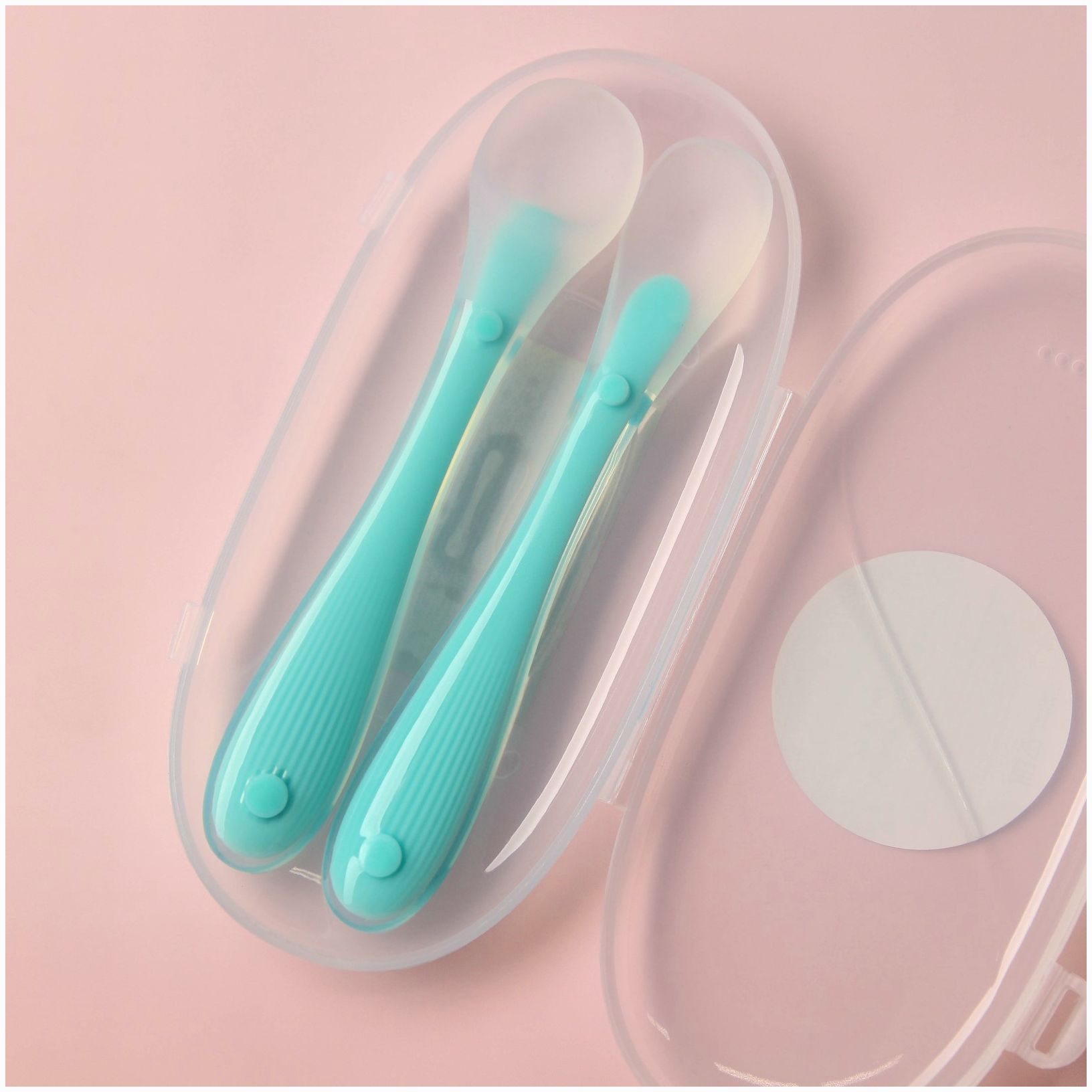 № 9037712 Набор силиконовых ложек для кормления, 2 шт., цвет бирюзовый