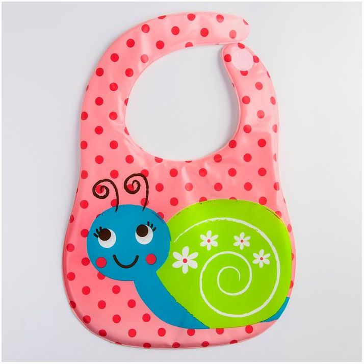 Нагрудник для кормления «Улитка» непромокаемый на липучке, с карманом, мягкий артикул анонс 1184491