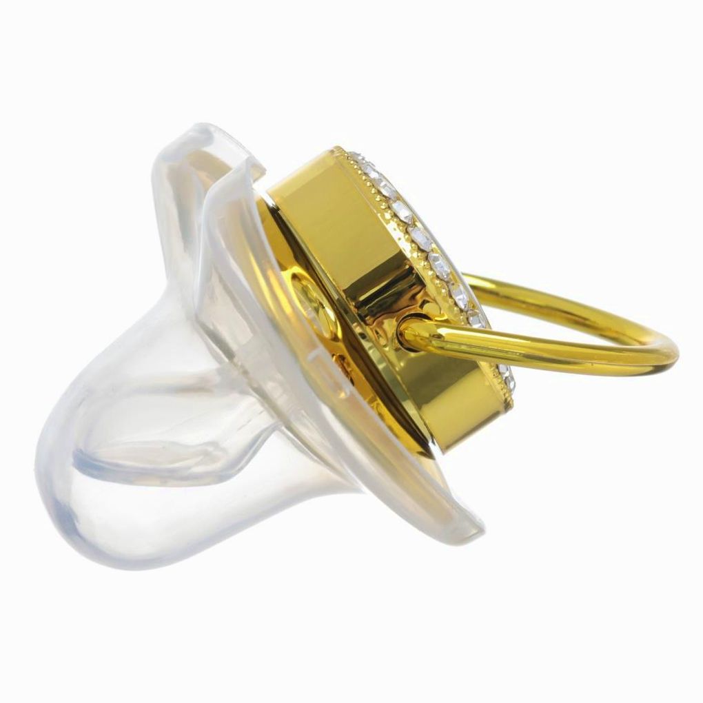 Картинка Набор: соска - пустышка ортодонтическая с держателем «Корона», с колпачком, от 6 мес,золотая, стразы (№10092754) от магазина Мир детей Товары для Новорожденных