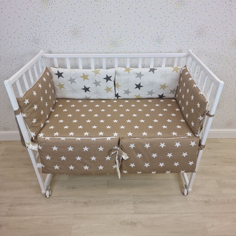 Бортик из 6 (0кв+6пр) подушек по всему периметру кроватки (бязь + синтепон) артикул анонс 962_17