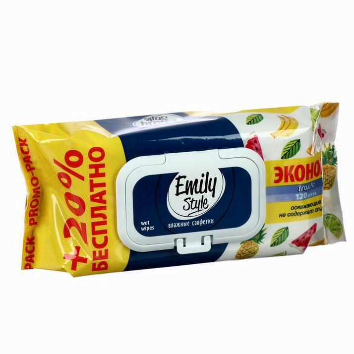 Влажные салфетки, Эмили Стайл Tropic,100+20 шт. артикул анонс 6705710