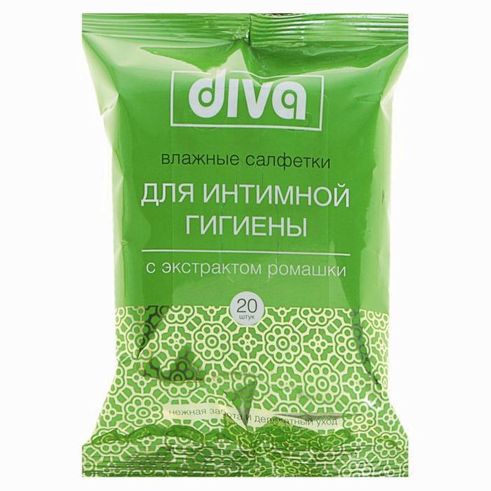 Влажные салфетки Diva intimate Ромашка, для интимной гигиены, 20 шт. артикул анонс 2527021