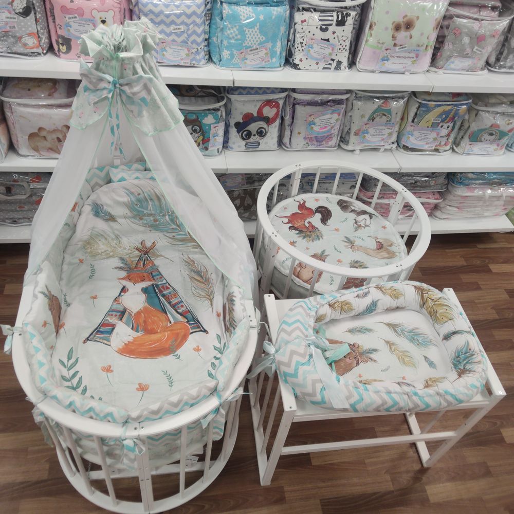 КПБ 21 пр (балдахин + борт + пододеяльник + 2 одеяла + навол + подуш + 2 прост + гнездо (бязь) 12кв артикул анонс 1151-О-1_10