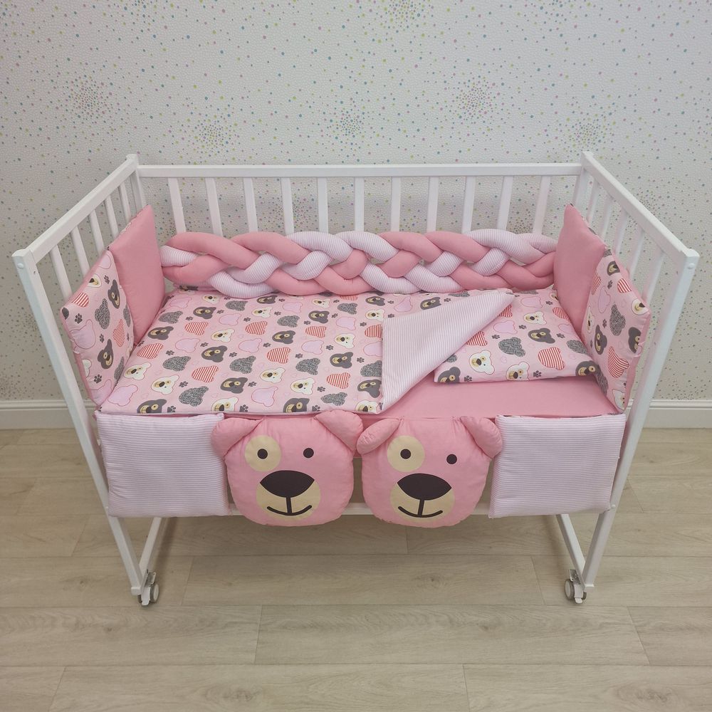 Картинка КПБ 14 пр (борт + пододеяльник + одеяло + наволочка + подушка + простынь (бязь) (№1190-0-1бб) цвета в ассортименте от магазина Мир детей Товары для Новорожденных