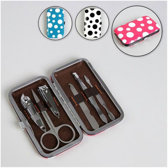 Набор маникюрный, 7 предметов, в футляре, цвет МИКС артикул анонс 2570395