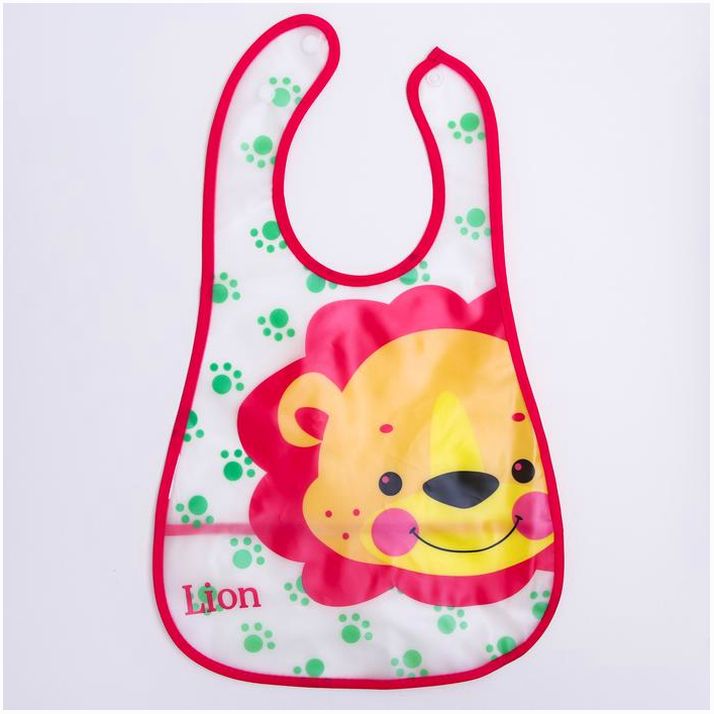 Нагрудник непромокаемый из клеёнки с карманом «Львёнок», на липучке артикул анонс 1184492