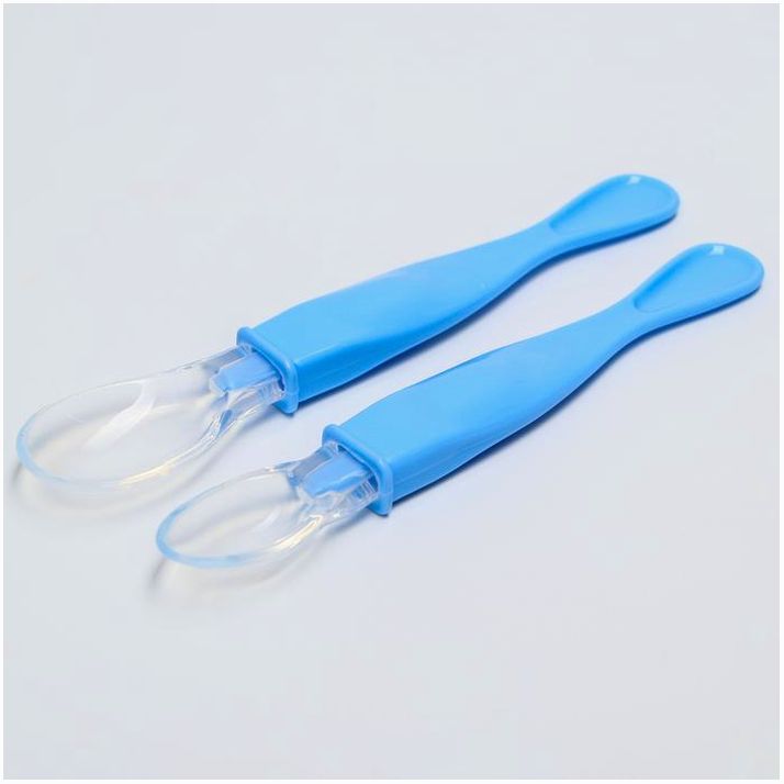 Набор ложек детских силиконовых для кормления, от 5 мес., 2 шт., цвета МИКС артикул анонс 1886955