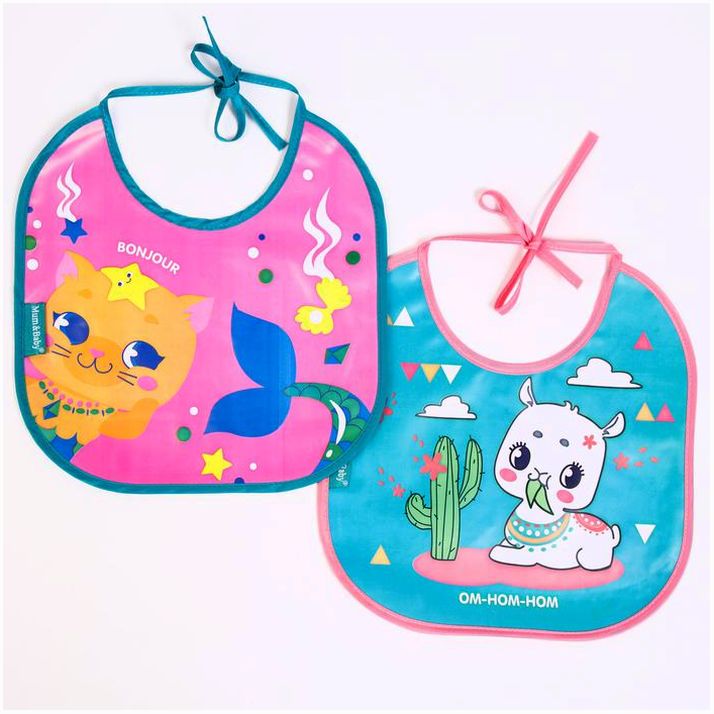 № 5035216 Нагрудник для кормления «ТРЕНД. Лапочки» непромокаемый на завязках, МИКС