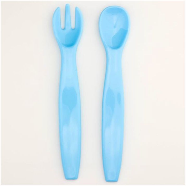 Столовые приборы , 2 пр: ложка, вилка, от 5 мес., цвет голубой артикул анонс 1886928