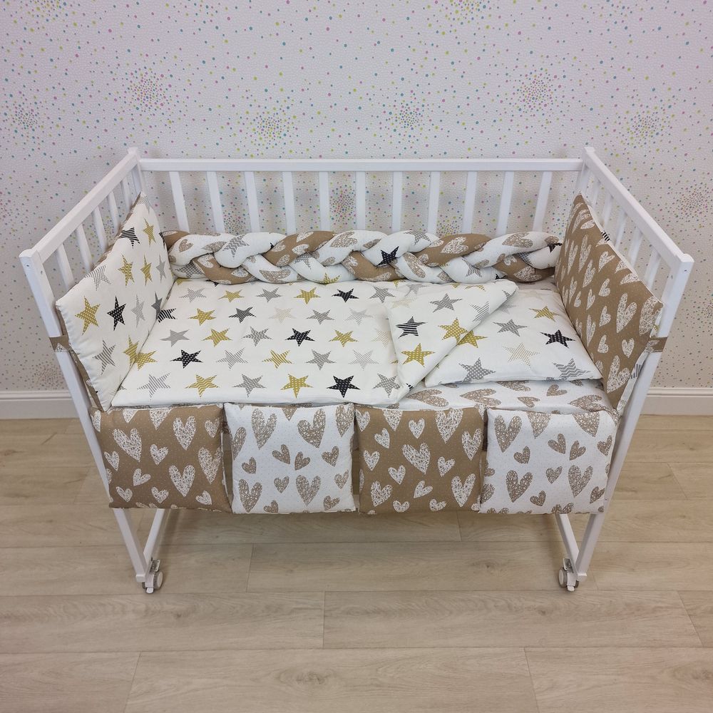 КПБ 14 пр (борт + пододеяльник + одеяло + наволочка + подушка + простынь (бязь) коса артикул анонс 1155-0-1бб_02