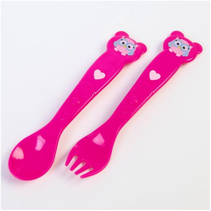 № 4822603 Набор для кормления: ложка и вилка «Для Малышки», от 5 мес., фуксия МИКС