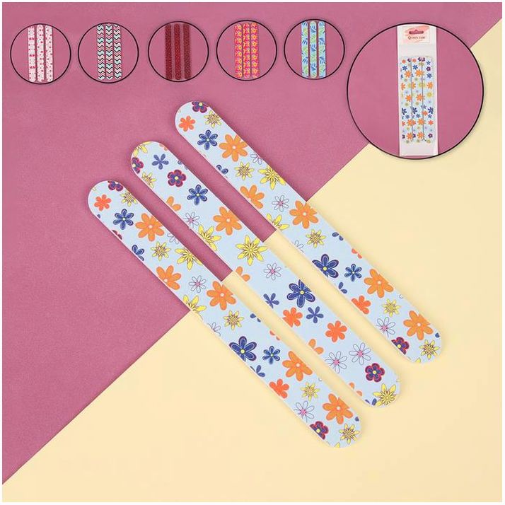 Пилки-наждаки, абразивность 240/240, 18 см, 3 шт, рисунок МИКС артикул анонс 604243