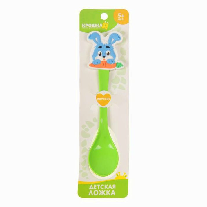 Ложка детская пластиковая «Зайка» с резиновым элементом, от 5 мес. артикул анонс 1540013