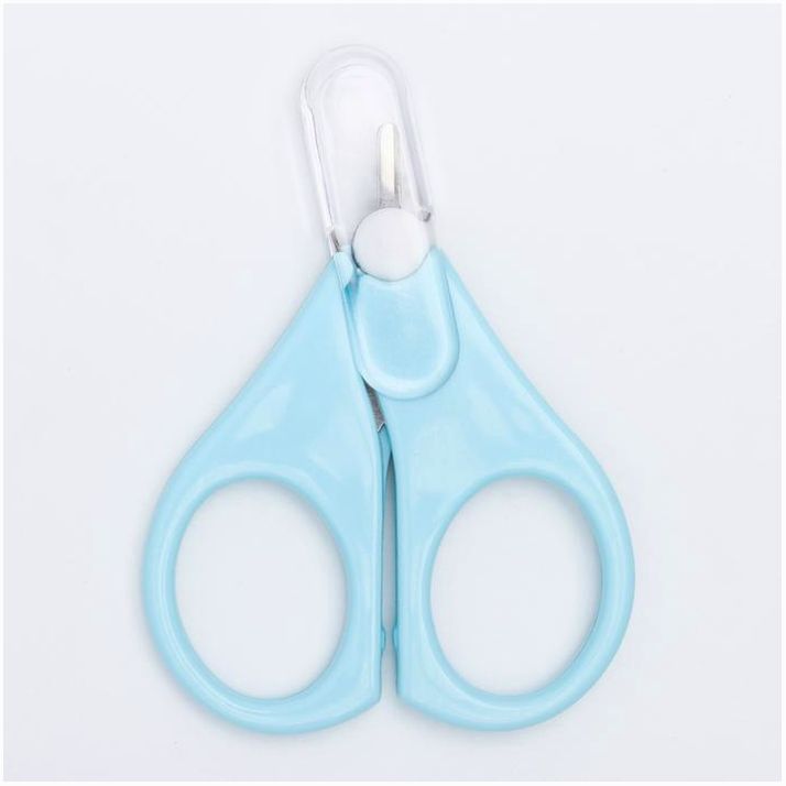 Ножницы детские безопасные, маникюрные, с чехлом, от 0 мес., цвет голубой артикул анонс 2849317