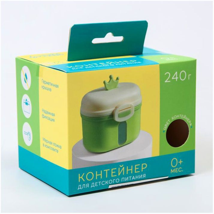 Картинка Контейнер для хранения детского питания «Корона», 240 гр., цвет розовый (№6936526) от магазина Мир детей Товары для Новорожденных