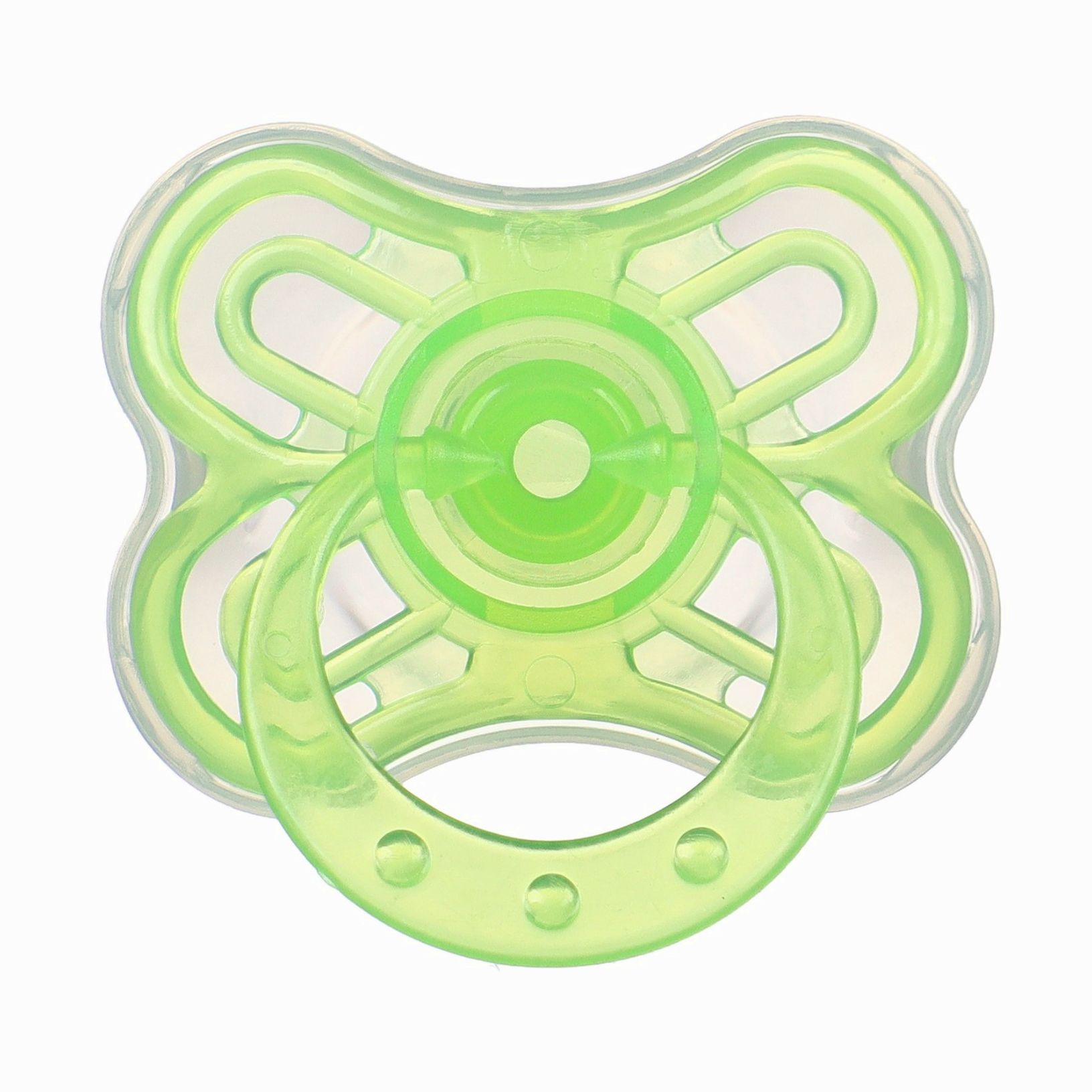 № 9844076 Набор Соска - пустышка с держателем, SL, КЛ +6 мес., с колпачком «Бабочка», зеленый