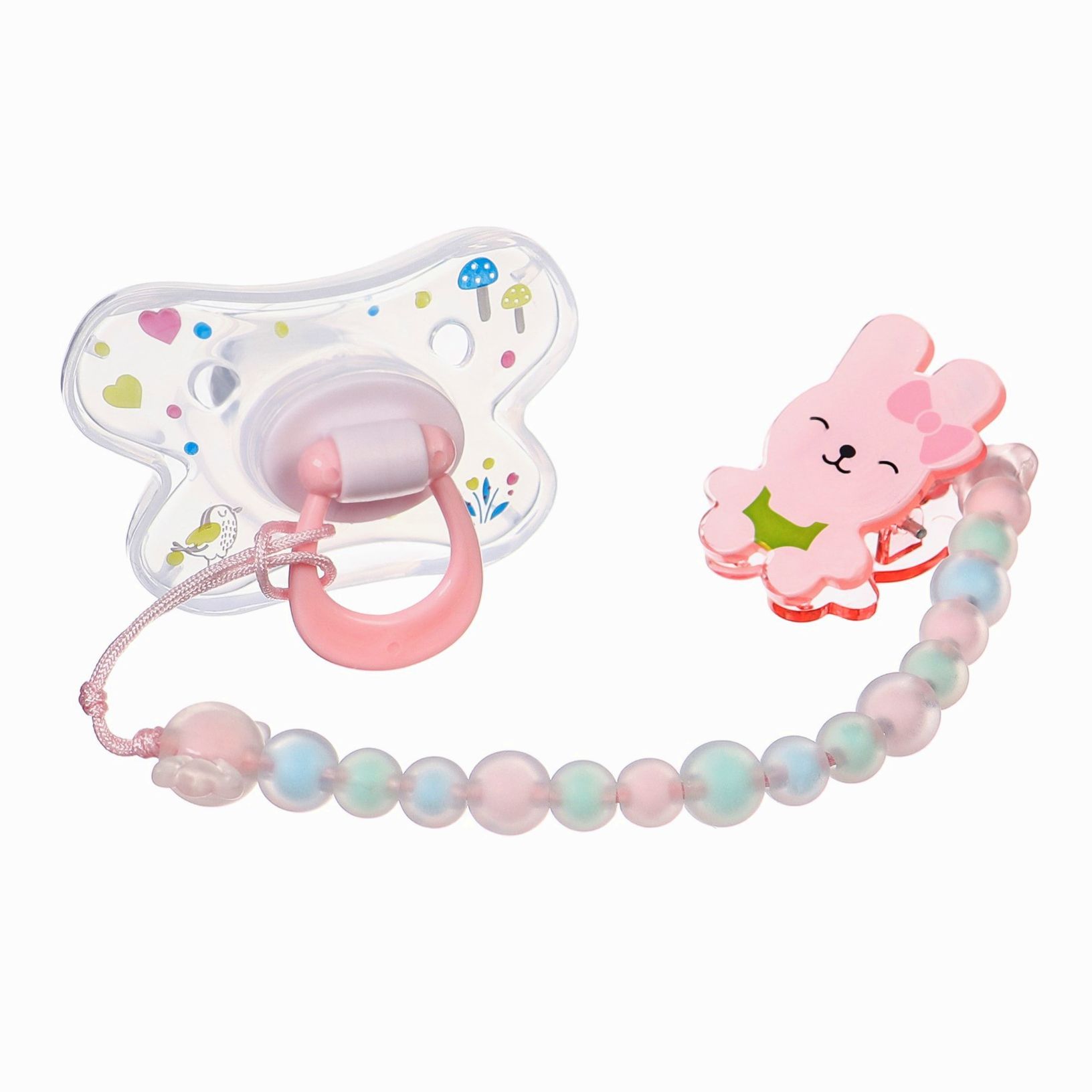 Набор Соска - пустышка с держателем, SL, ОРТД +12 мес., с колпачком «Зайка», розовый артикул анонс 9844079