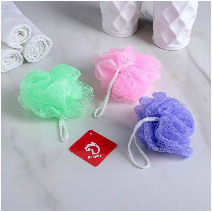 № 577607 Мочалка для тела Доляна «Шар», 15 гр, цвет МИКС