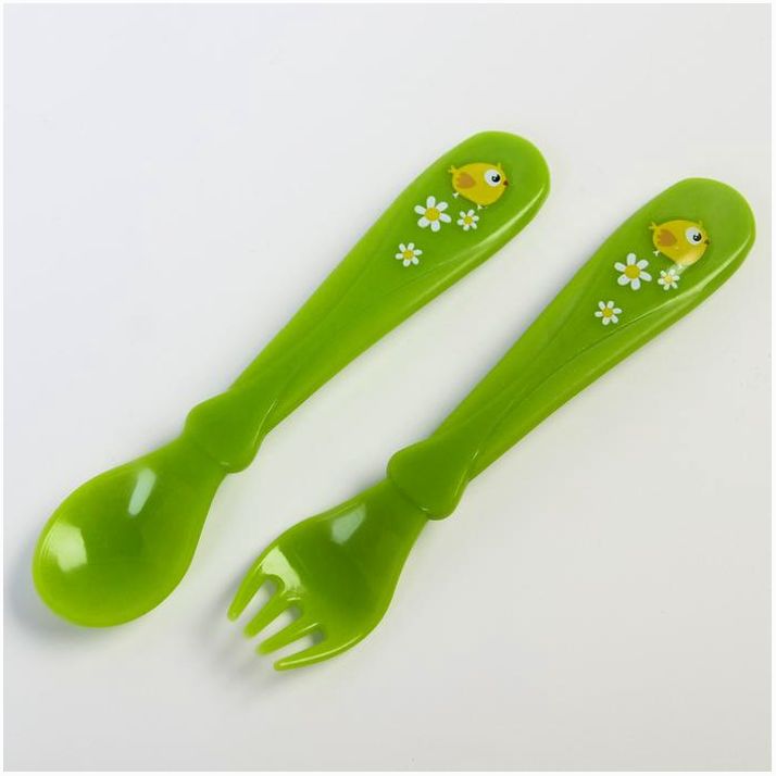 № 4822602 Набор для кормления: ложка и вилка «Для Малыша», от 5 мес., зеленый МИКС