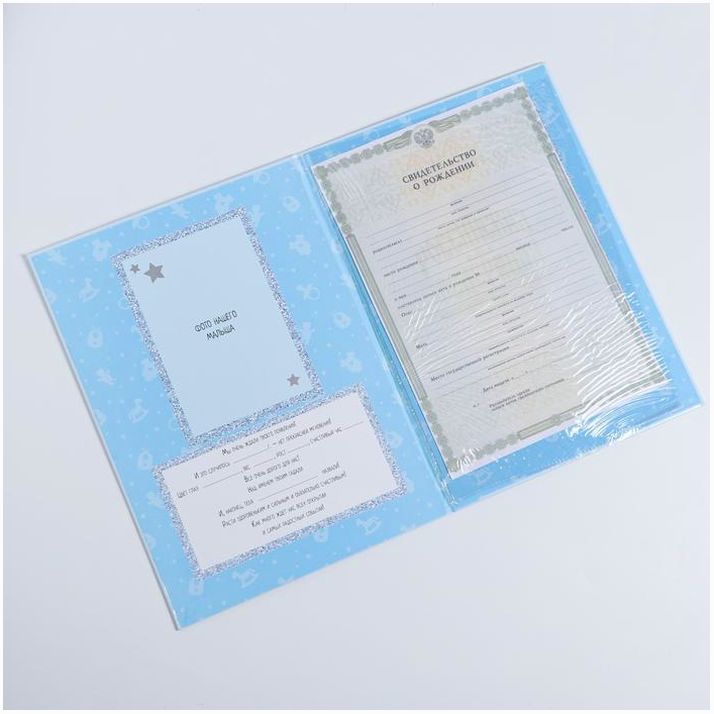 Картинка Папка для свидетельства о рождении «Мои первые документы», для мальчика, А4 (№3880123) от магазина Мир детей Товары для Новорожденных