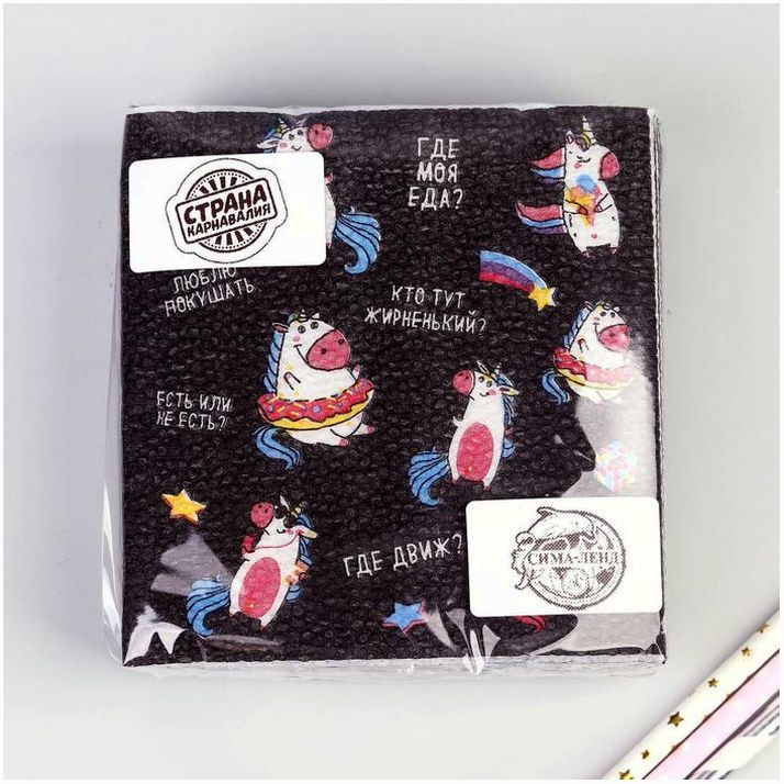 Картинка Салфетки бумажные «Единорожка», однослойные, 24х24 см, набор 20 шт. (№5067335) от магазина Мир детей Товары для Новорожденных