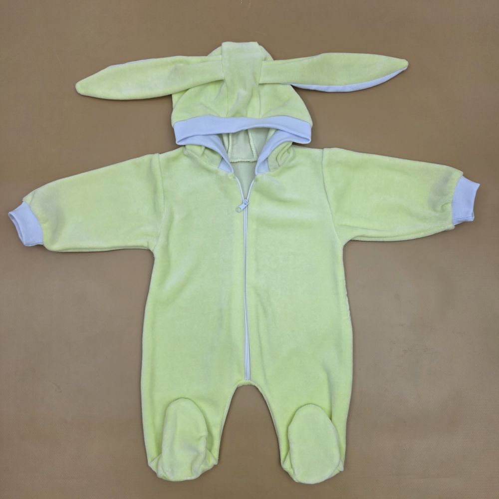 Комбинезон №11 (плюш, молния спереди, открытые ручки, закрытые ножки, c капюшоном, с ушками) артикул анонс 0391-62МД