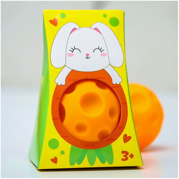 Картинка Развивающий тактильный мячик «Зайка», с пищалкой, 1 шт, Крошка Я (№4916706) от магазина Мир детей Товары для Новорожденных