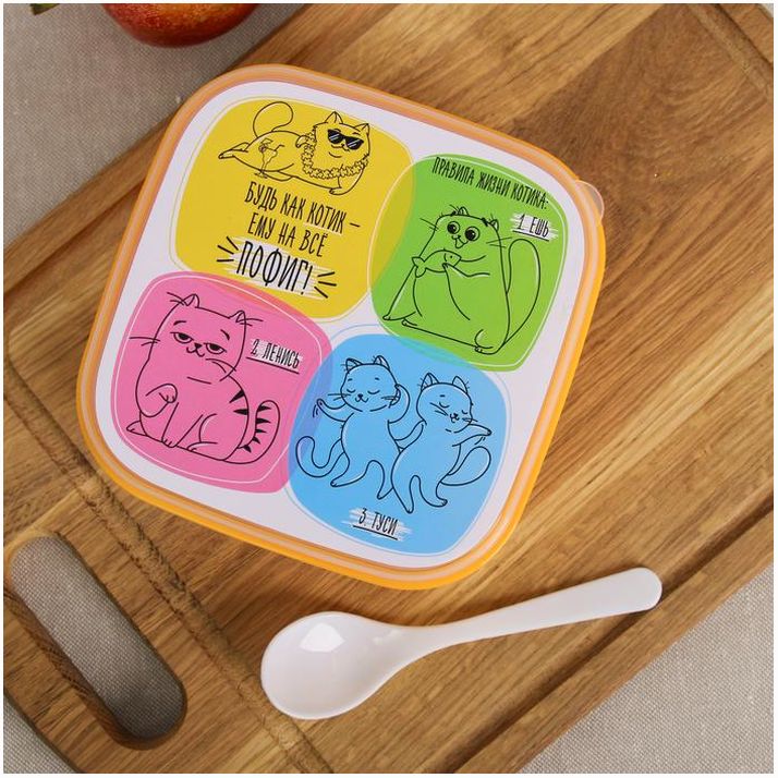 № 3733343 Ланч-бокс с ложкой «Кот», 400 мл