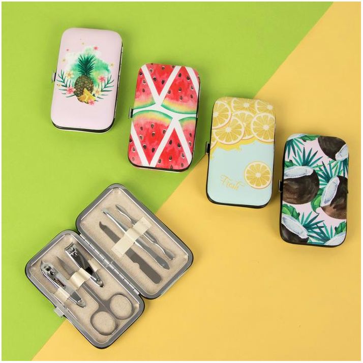 Набор маникюрный «Фрукты», 6 предметов, в футляре, рисунок МИКС артикул анонс 4103694