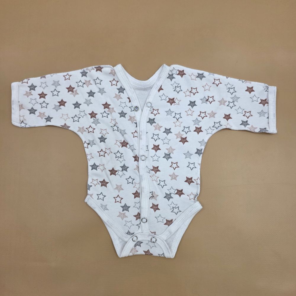 Боди №01 (интерлок, кнопки/пуговки снизу и спереди, длинный рукав, швы наружу) (для маловесных) артикул анонс 0146-50МД