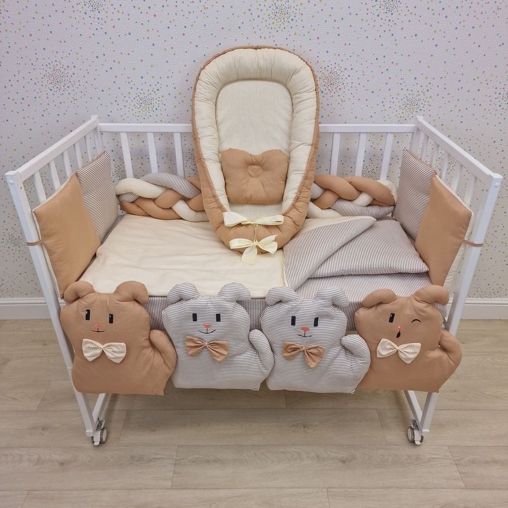 КПБ 16 пр (борт + пододеяльник + одеяло + наволочка + 2подушки + простынь + гнездо (бязь) артикул анонс 1171-0-1бб_05