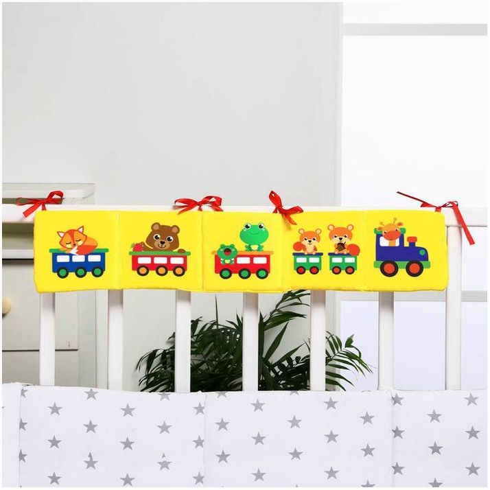 № 2941996 Мягкая книжка-бортик на кроватку «Паровозик», 14 х 14 см, с шуршалкой