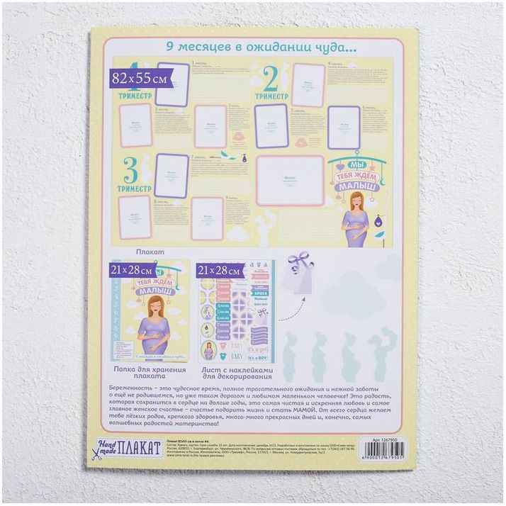 Картинка Плакат мамочки "Мы ждём тебя малыш" для вклейки фото и записей на каждый месяц +накл (№1267950) от магазина Мир детей Товары для Новорожденных