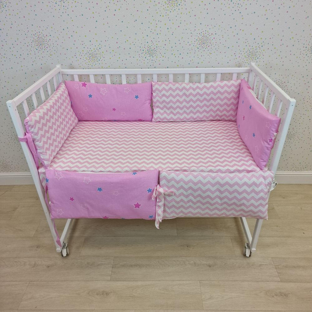 Бортик из 6 (0кв+6пр) подушек по всему периметру кроватки (бязь + синтепон) артикул анонс 962_06