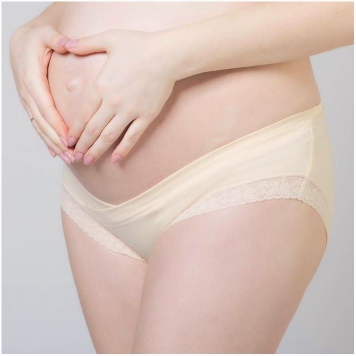 Трусы с кружевом для беременных (низкие), размер 42-44, цвет бежевый артикул анонс 2512486