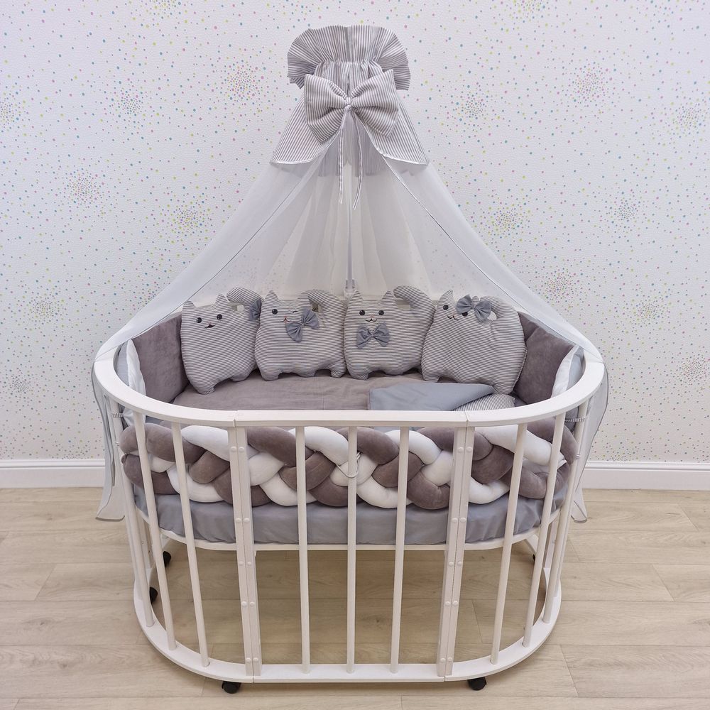 Картинка КПБ 17 пр (балдахин + борт + пододеяльник + одеяло + наволочка + подушка + простынь (плюш/бязь) (№1181-0-1) цвета в ассортименте от магазина Мир детей Товары для Новорожденных