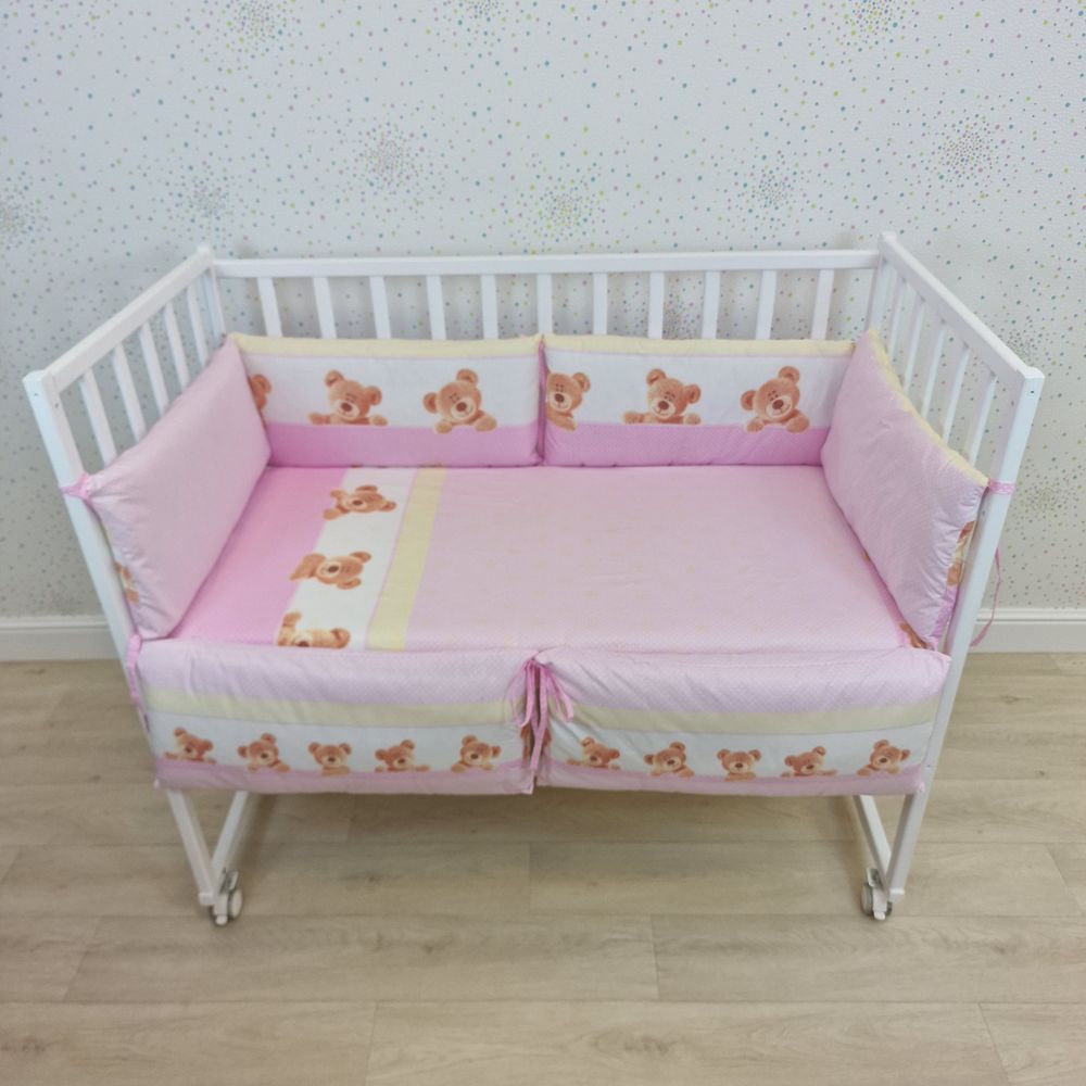 Бортик из 6 (0кв+6пр) подушек по всему периметру кроватки (бязь + синтепон) артикул анонс 962_11