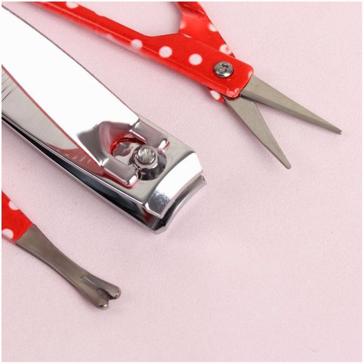 № 1670834 Набор маникюрный, 6 предметов, цвет белый/красный