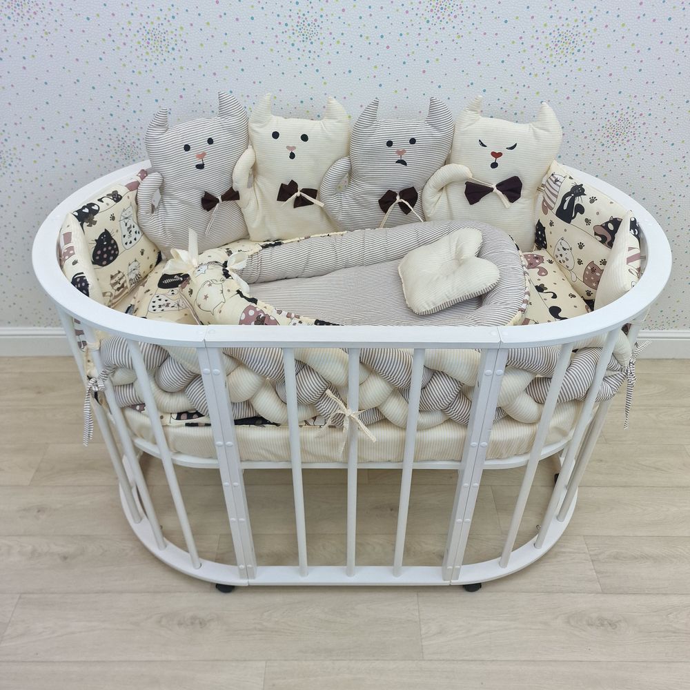 Картинка КПБ 16 пр (борт + пододеяльник + одеяло + наволочка + 2подушки + простынь + гнездо (бязь) (№1172-0-1бб) цвета в ассортименте от магазина Мир детей Товары для Новорожденных