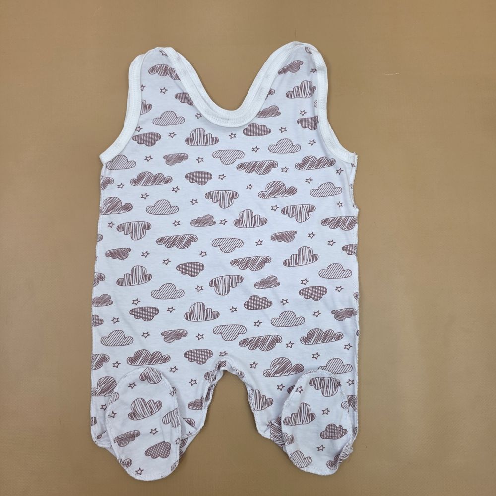 Ползунки на лямках №6 (кулирка, кнопки на плечах, швы наружу) артикул анонс 16127-56МД