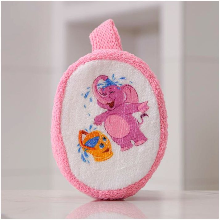 Мочалка для тела «Слонёнок», 11?14 см, цвет розовый артикул анонс 6832409