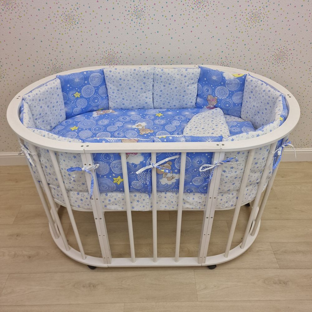 КПБ 19 пр (борт + пододеяльник + 2 одеяла + наволочка + подушка + 2 простыни (бязь) 12кв артикул анонс 1149-О-1бб_07