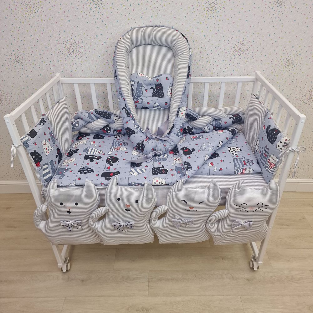 КПБ 16 пр (борт + пододеяльник + одеяло + наволочка + 2подушки + простынь + гнездо (бязь) артикул анонс 1172-0-1бб